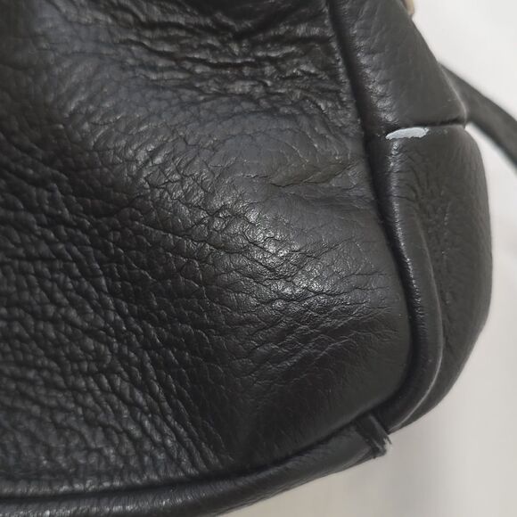Black Valentina leather zip pocket backpack main image 4